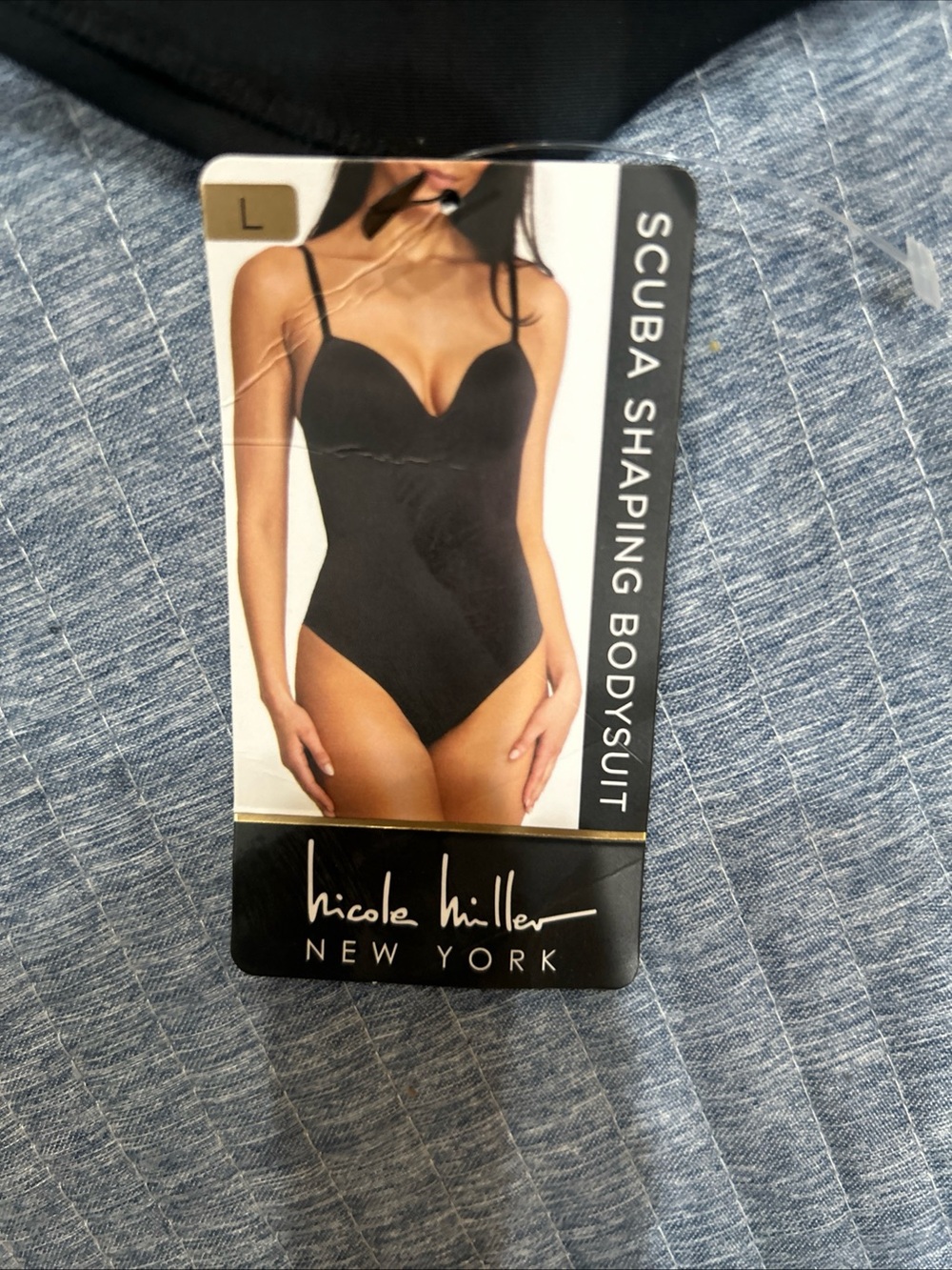 Nicole Miller Black Scuba Shaping Bodysuit Tag Image